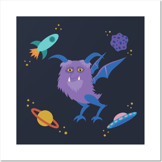 Purple People Eater in Space Wall Art by AlisonDennis